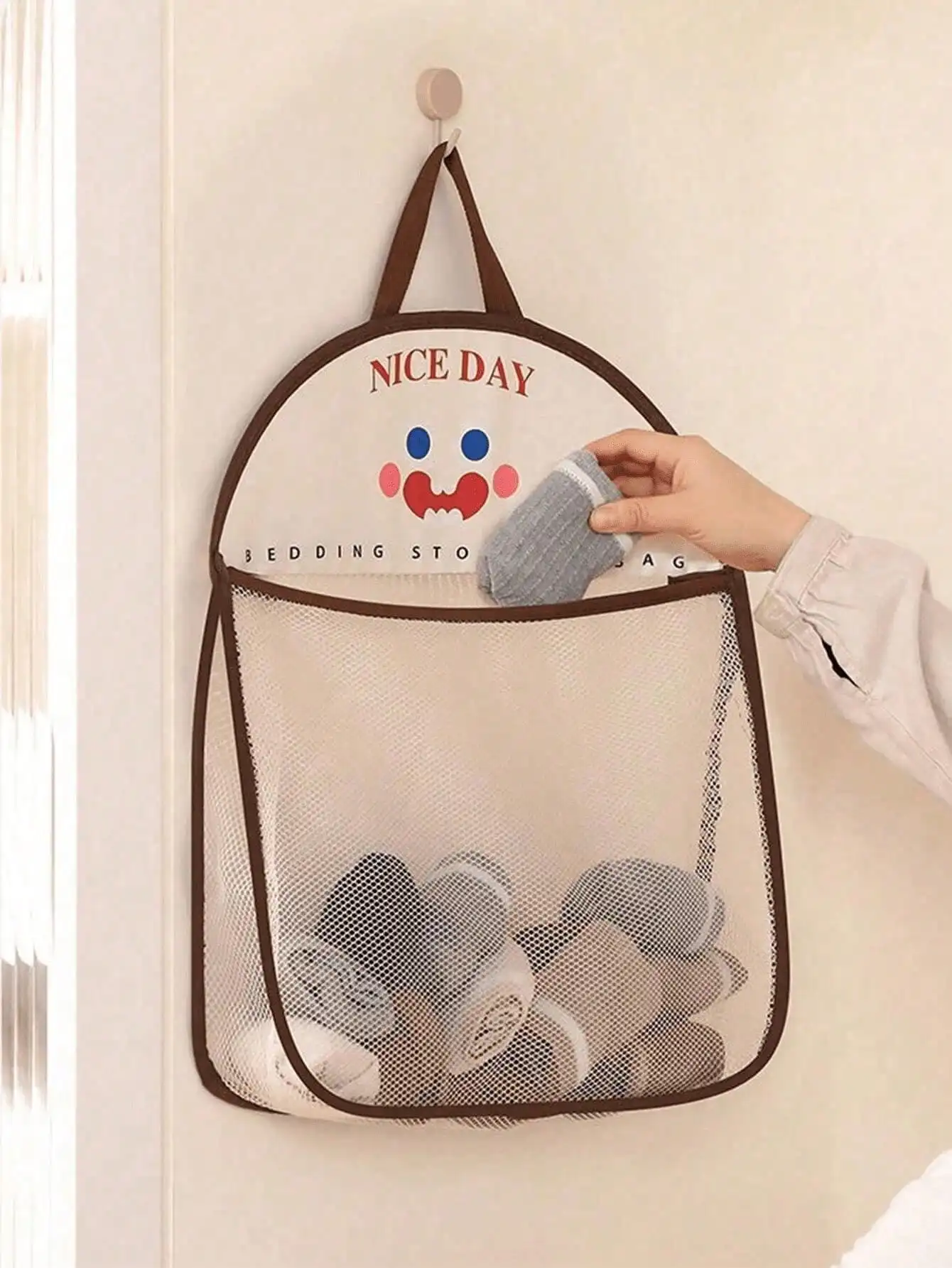 Home Essentials Bathroom Storage - 4pcs Hanging Mesh Storage Bags, Polyester