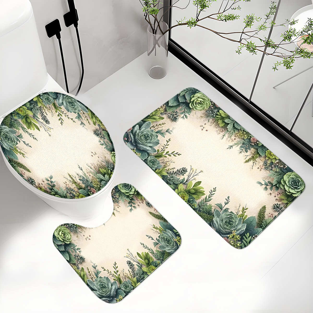 Retro Succulent Bathroom Three – Zara Home Bathroom Rug recenzja i cena