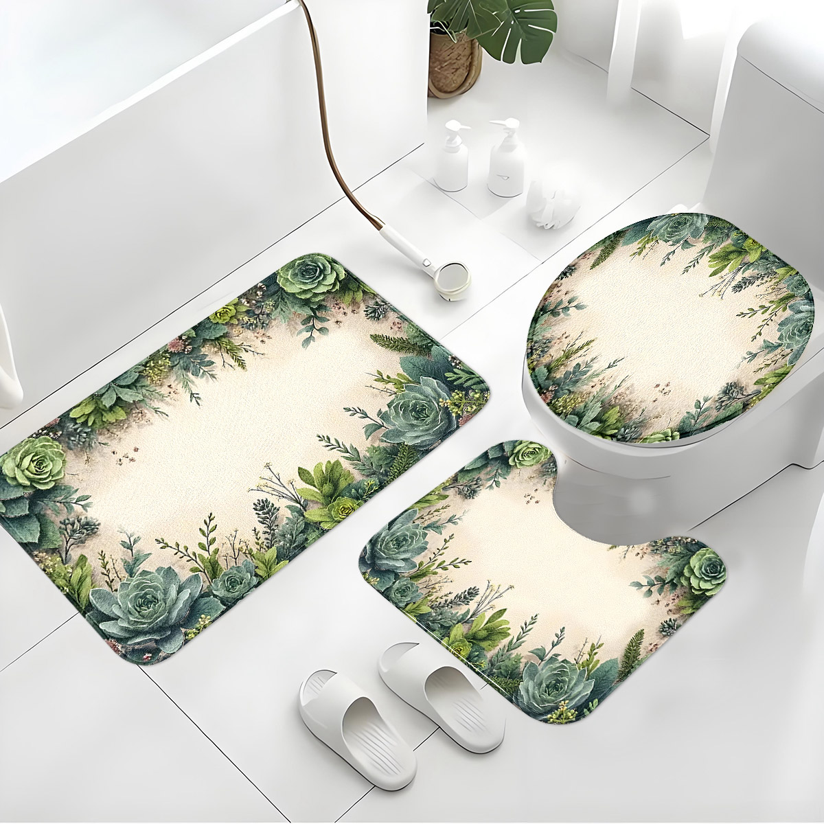 Retro Succulent Bathroom Three – Zara Home Bathroom Rug recenzja i cena